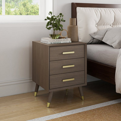 Melody Maison 3 Drawer Bedside TableOslo Dark Wood Range from B&Q