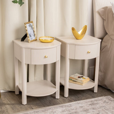 Melody Maison Pair Of Reeded One Drawer Bedside TableWillow Taupe Grey Range from B&Q
