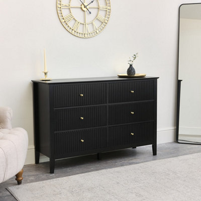Melody Maison Black 6 Drawer Chest Of Drawers - Hales Range Large