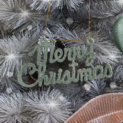 Melody Maison Sage Green Glitter Merry Christmas Sign from B&Q