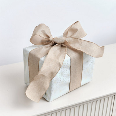 B&Q -  Natural Linen Hessian Look Wired Ribbon 2.7M