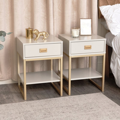 B&Q -  Pair Of One Drawer Bedside TablesElle Stone Range