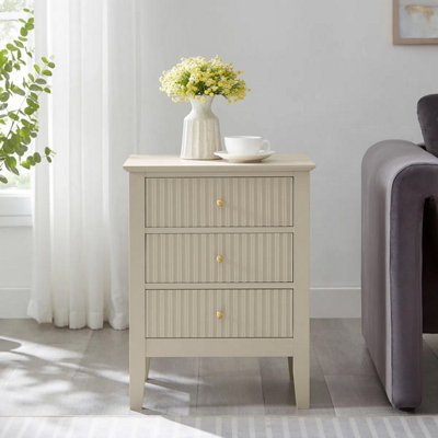 Melody Maison 3 Drawer Bedside TableHales Taupe Range from B&Q