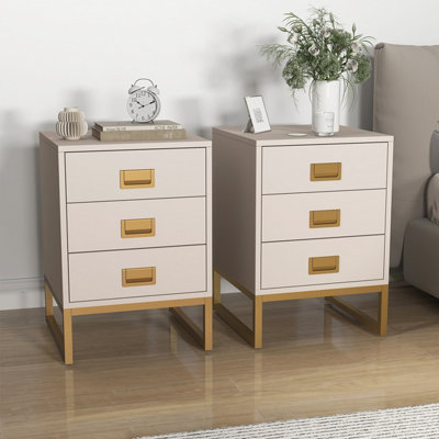 B&Q -  Pair Of 3 Drawer Bedside TableElle Stone Range
