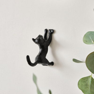 Melody Maison Matte Black Cat Wall Hook from B&Q