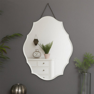 Melody Maison Silver Ornate Frameless Bevelled Wall Mirror Extra Large