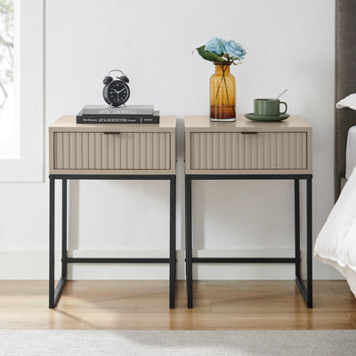 B&Q -  Pair Of One Drawer Bedside TablesHesley Taupe Stone Range