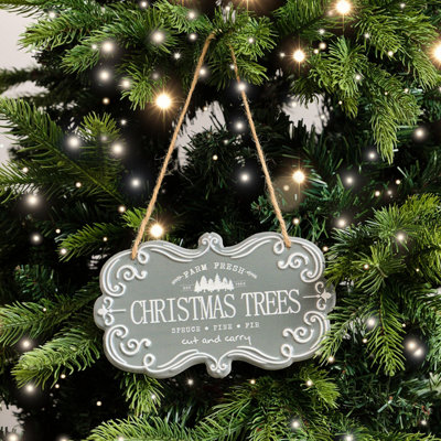 Melody Maison Green & White Christmas Trees Hanging Sign18Cm X 10.5Cm from B&Q