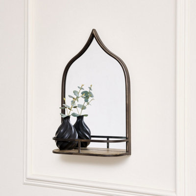 Melody Maison Rustic Metal Arched Mirror With Gold Shelf48Cm X 30Cm from B&Q