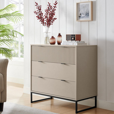 Melody Maison Large 3 Drawer Chest Of DrawersHesley Taupe Stone Range from B&Q