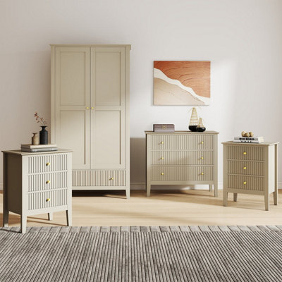 B&Q -  Double Wardrobe3 Drawer Chest Of Drawers & Pair Of Bedside TablesHales Taupe Range