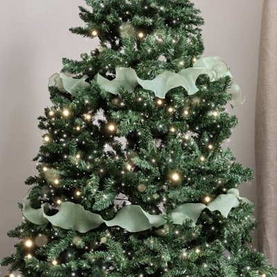 Melody Maison Green Sparkle Ruffle Christmas Tree Ribbon270Cm (2.7M / 106.3') from B&Q