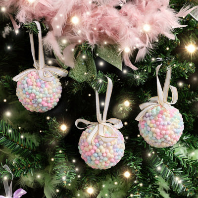 Melody Maison Set Of 3 Mutlicoloured Pastel Beads Bauble8Cm from B&Q
