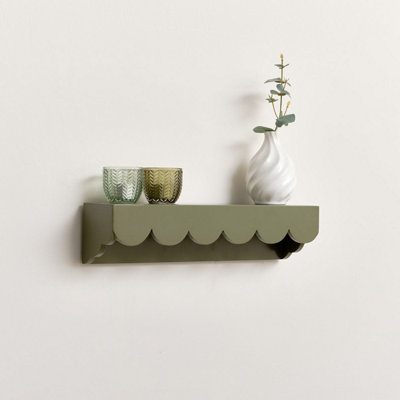 Melody Maison Green Scalloped Wall Storage Shelf40Cm from B&Q
