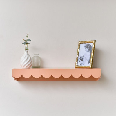 Melody Maison Large Peach Scalloped Wall Storage Shelf61Cm from B&Q