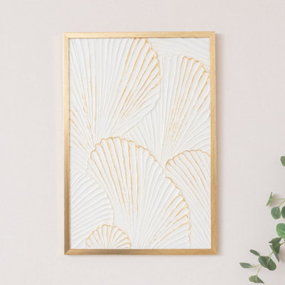Melody Maison Extra Large Gold Ginkgo Textured Wall Art55Cm X 80Cm from B&Q