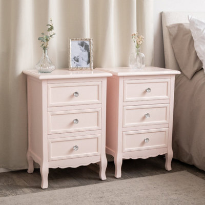 B&Q -  Pair Of Pink 3 Drawer Bedside TablesSophia Pink Range