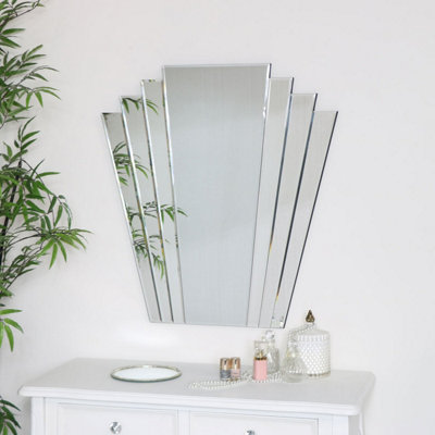 Melody Maison Large Art Deco Fan Frameless Wall Mirror from B&Q