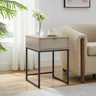 Melody Maison One Drawer Bedside TableHesley Taupe Stone Range from B&Q