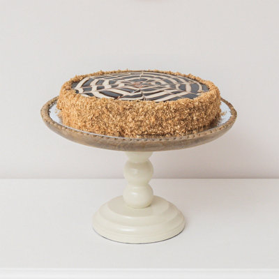 Melody Maison Round Beige & Mango Wood Bobble Detail Cake Display Stand from B&Q