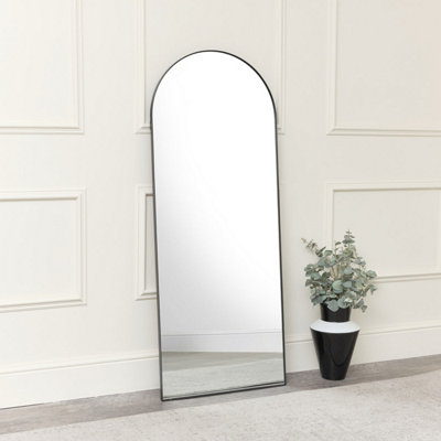 Melody Maison Large Arched Leaner Mirror 150Cm X 60Cm Black