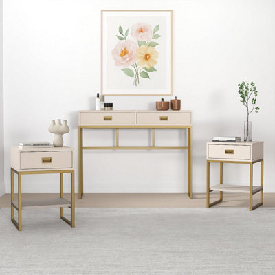 B&Q -  Large 2 Drawer Dressing Table And Pair Of Bedside TablesElle Stone Range