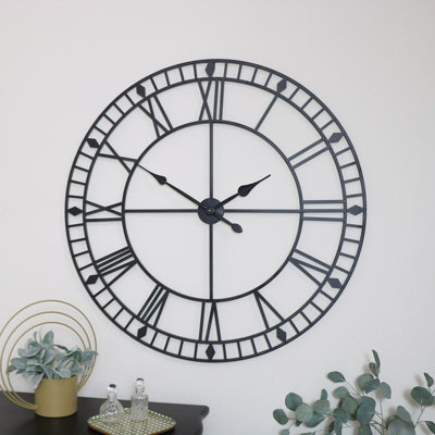 Melody Maison Extra Large Black Metal Skeleton Clock 100Cm X 100Cm from B&Q