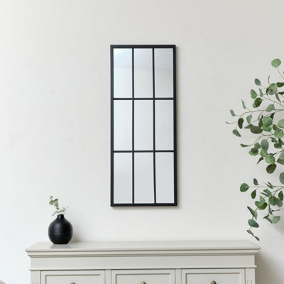 Melody Maison Large Matt Black Window Wall Mirror 94Cm X 38Cm from B&Q