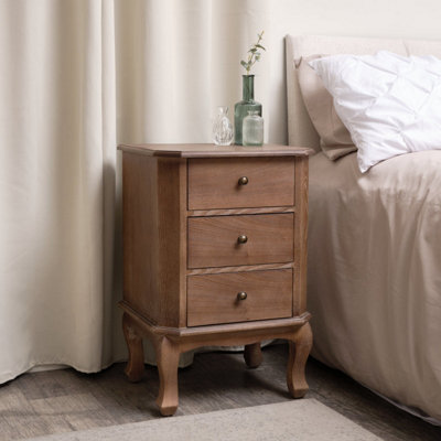 Melody Maison Wood 3 Drawer Bedside Table - Ashwell Range Dark