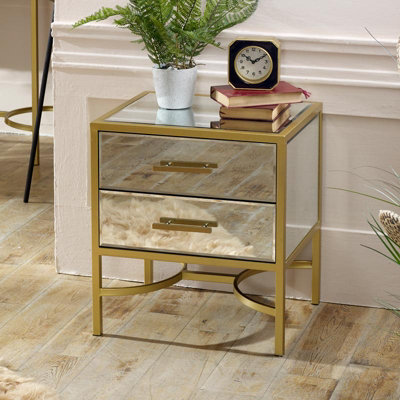 Melody Maison Gold Mirrored Bedside / Occasional TableVenus Range from B&Q