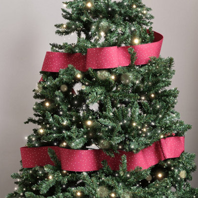Melody Maison Red Polka Dot Detailed Fabric Tree Ribbon270Cm (2.7M / 106.3') from B&Q