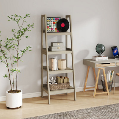 Melody Maison Mid-Century Style 4 Tier Taupe Painted Wooden Ladder Shelf178Cm from B&Q