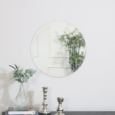  - Melody Maison Round Frameless Bevelled Mirror 50Cm X 50Cm