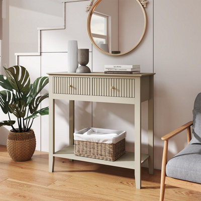 Melody Maison Taupe 2 Drawer Console / Dressing TableHales Taupe Range from B&Q
