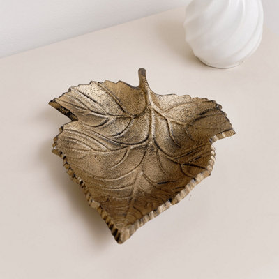 Melody Maison Rustic Bronze Leaf Trinket Tray Dish from B&Q