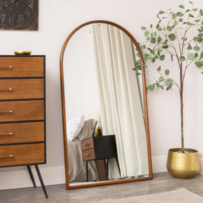 Melody Maison Large Walnut Wooden Framed Arched Leaner Mirror90Cm X 158Cm from B&Q