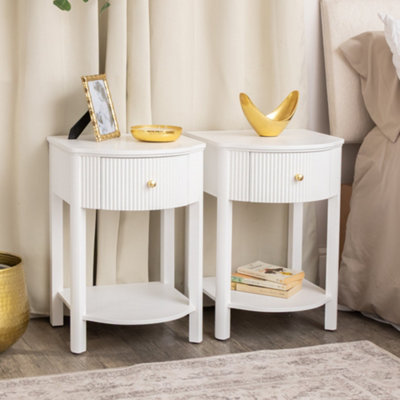 Melody Maison Pair Of Reeded One Drawer Bedside TablesWillow White Range from B&Q