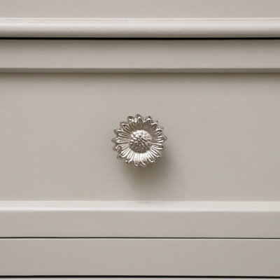 Melody Maison Shiny Silver Sunflower Drawer Knob from B&Q