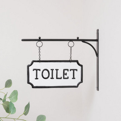 Melody Maison Black And White Metal Wall Mounted Hanging Toilet Sign from B&Q