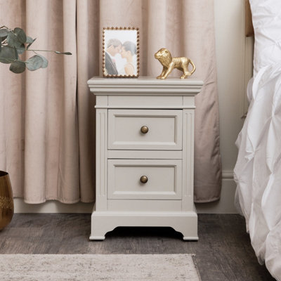 Melody Maison Taupe-Grey Two Drawer Bedside TableDaventry Taupe-Grey Range from B&Q