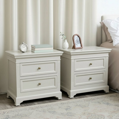 Melody Maison Pair Of Large Taupe-Grey Two Drawer Bedside TablesDaventry Taupe-Grey Range from B&Q
