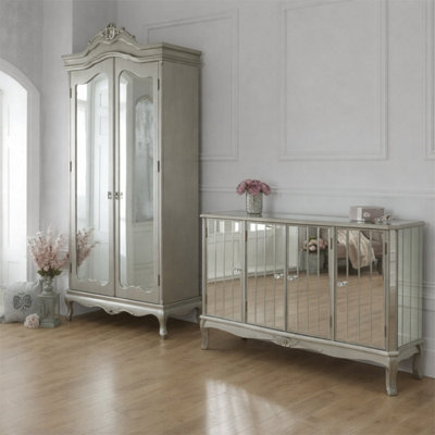 Melody Maison Silver Mirrored Wardrobe & Large SideboardTiffany Range from B&Q