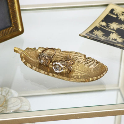 Melody Maison Gold Metal Feather Trinket Dish from B&Q