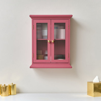 Melody Maison Raspberry Pink Reeded Glass Wall Cabinet from B&Q