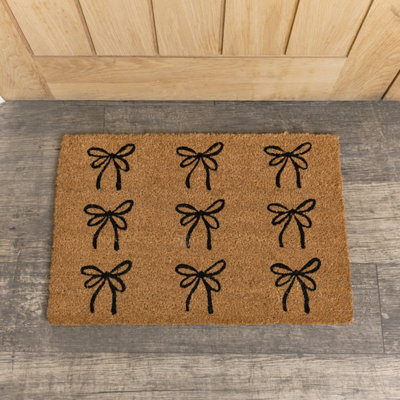 Melody Maison Black Bow Detail Pvc Backed Coir Doormat 60Cm X 40Cm from B&Q