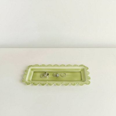 Melody Maison Small Green Enamel Embossed Scalloped Tray from B&Q