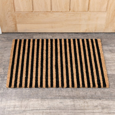 Melody Maison Black & Natural Striped Print Coir Door Mat 40Cm X 60Cm from B&Q