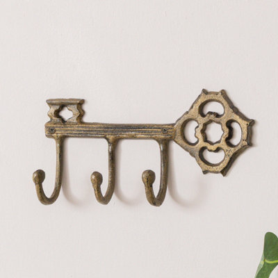 Melody Maison Antique Brass Key Shaped Key Hook Rail from B&Q