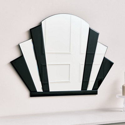 Melody Maison Black Glass Art Deco Arch Fan Wall Mirror 80Cm X 60Cm from B&Q