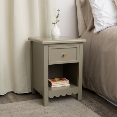 Melody Maison One Drawer Scalloped Bedside TableStaunton Taupe Range from B&Q